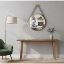 Ver mais imagens de Kit 2 Espelhos Redondo Adnet Decorativo Suspenso com Alça 50cm + Suporte Dourado com Alça Preta