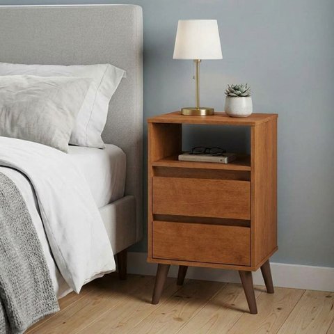 Mesa de Cabeceira Retrô Roma Freijó para Quarto com Design Moderno e Espaço para Organização