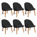 Ver imagem 1 de Kit 06 Cadeiras Poltrona de Jantar Luna Suede Preto Pés Palito Castanho - Pallazio