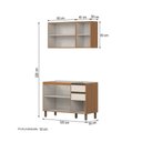 Ver imagem 4 de Conjunto Cozinha Compacta Venaly 6 Portas 2 Gavetas 3 Prateleiras Cinamomo/Off White - Henn