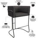Ver imagem 4 de Banqueta Decorativa Fixa Baixa Base de Aço Preto Betina D02 Linho Cinza Escuro C-416 - Lyam Decor