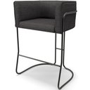 Ver imagem 1 de Banqueta Decorativa Fixa Baixa Base de Aço Preto Betina D02 Linho Cinza Escuro C-416 - Lyam Decor