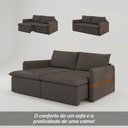 Ver imagem 5 de Sofá Cama Retrátil Renno D28 com Detalhe em Couro:Suede Marrom Escuro/220cm
