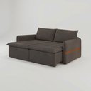 Ver imagem 2 de Sofá Cama Retrátil Renno D28 com Detalhe em Couro:Suede Marrom Escuro/220cm