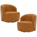 Ver imagem 1 de Kit 02 Poltronas Giratória Orgânica para Sala Living Heidy F04 Couríssimo Whisky - Lyam Decor