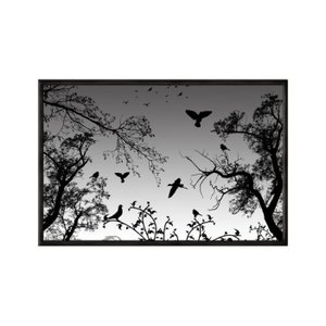 Quadro Decorativo - Natureza e Passaros Tons de Cinza Flnt013 - Tela Canvas - 60x40cm