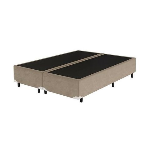 Base Box Casal Bipartido Bege Suede 30x138x188