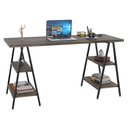 Ver imagem 1 de Mesa Escrivaninha Cavalete 150cm Estilo Industrial Prisma C08 Carvalho Dark/Preto - Mpozenato