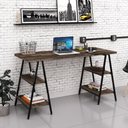 Ver imagem 2 de Mesa Escrivaninha Cavalete 150cm Estilo Industrial Prisma C08 Carvalho Dark/Preto - Mpozenato
