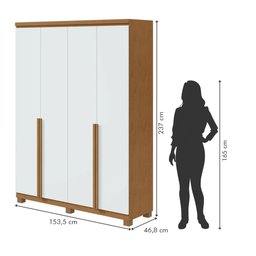 Guarda Roupa Solteiro 4 Portas 2 Gavetas Alonzo Móveis Lopas - 3