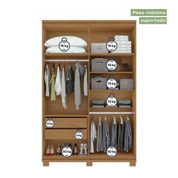 Guarda Roupa Solteiro 4 Portas 2 Gavetas Alonzo Móveis Lopas - 7