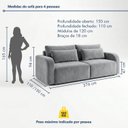 Ver mais imagens de Sofá Cama Retrátil e Reclinável 4 Lugares Veludo Prata 276cm Montreal
