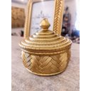 Ver imagem 1 de Caixa Resina Redonda Trama Dourada 11x11x9cm