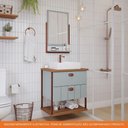 Ver imagem 2 de Gabinete para Banheiro 60 Cm 100% Mdf 2 Gavetas C/ Espelheira Uni Mgm Móveis Pistache/freijo