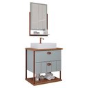 Ver imagem 1 de Gabinete para Banheiro 60 Cm 100% Mdf 2 Gavetas C/ Espelheira Uni Mgm Móveis Pistache/freijo