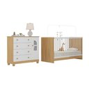 Ver imagem 1 de Berço 3 em 1 para Colchão 130x60cm com Cômoda 1 Porta 4 Gavetas Nina Multimóveis Mp4760