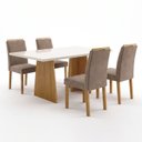 Ver imagem 2 de Conjunto de Mesa 4 Cadeiras Lyra Retangular 120x80cm Vidro Cinamomo Off White Marrom