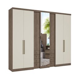 Guarda Roupa Casal Absolut Plus Glass 7 Portas Clear Rustic Off White - Thb Móveis - 1