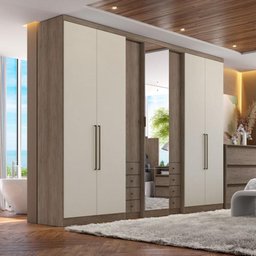 Guarda Roupa Casal Absolut Plus Glass 7 Portas Clear Rustic Off White - Thb Móveis - 2