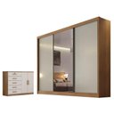 Ver imagem 1 de Guarda Roupa Casal Sonetto com Espelho e Cômoda Seul Cumaru 25 Fendi - Novo Horizonte