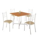 Ver imagem 1 de Conjunto Sala de Jantar Ella 90x90cm 4 Cadeiras Branca-creme