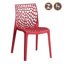 Ver imagem 3 de Kit 4 Cadeiras Empilhável Inmetro Gruvyer Fratini Polipropileno Vermelho Capacidade Suporta 182 Kg