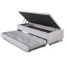 Bicama Box com Baú Viúvo 120x203 com Colchão Auxiliar Courino Linho Branco - 1