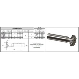 Fresa Woodruff 13,5x3x56x12h Dentes Cruzados - 2