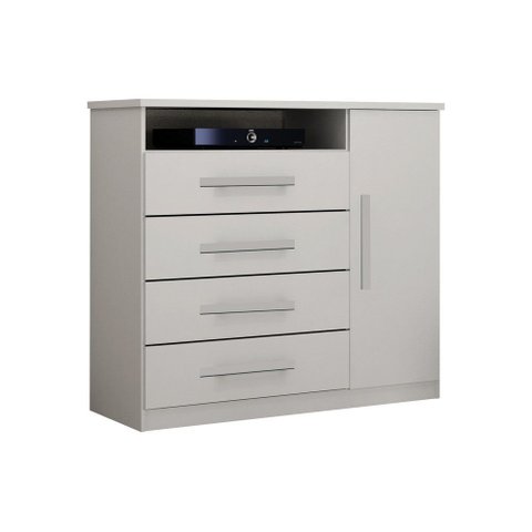 Cômoda Diamante 1 Porta 4 Gavetas c/ Sapateira Branco