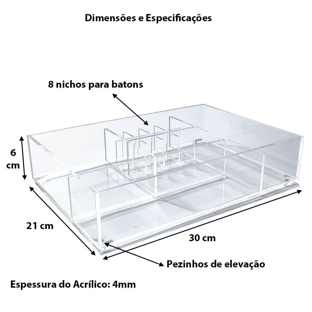 ORGANIZADOR DE COSMÉTICOS EM ACRÍLICO PREMIUM 4MM DE BANCADA Centauri Acrílicos ORG-C-BC - 5