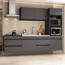 Ver imagem 1 de Armário Cozinha Modulada Completa Suspensa com Pia 251,5cm Milano Multimóveis MCR2477 Grafite
