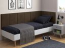 Ver imagem 1 de Cabeceira em L para Cama Box Solteiro Proteção Lateral Estofada - Marrom Suede