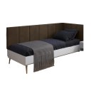 Ver imagem 2 de Cabeceira em L para Cama Box Solteiro Proteção Lateral Estofada - Marrom Suede