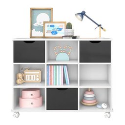Nicho Organizador com Rodízios Toys 3 Gavetas Q01 Branco/Preto - Mpozenato - 3