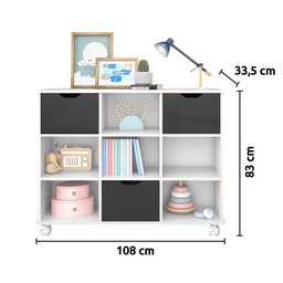 Nicho Organizador com Rodízios Toys 3 Gavetas Q01 Branco/Preto - Mpozenato - 4