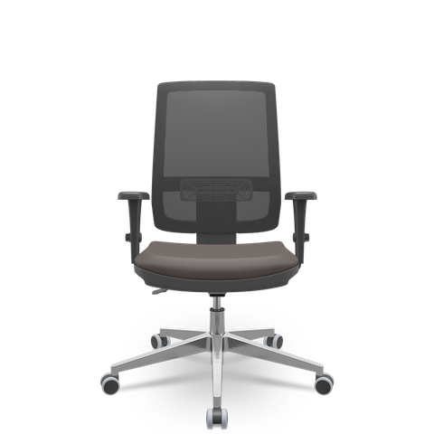 Cadeira Brizza Tela 3d Backplax Aluminio - Sintético Café