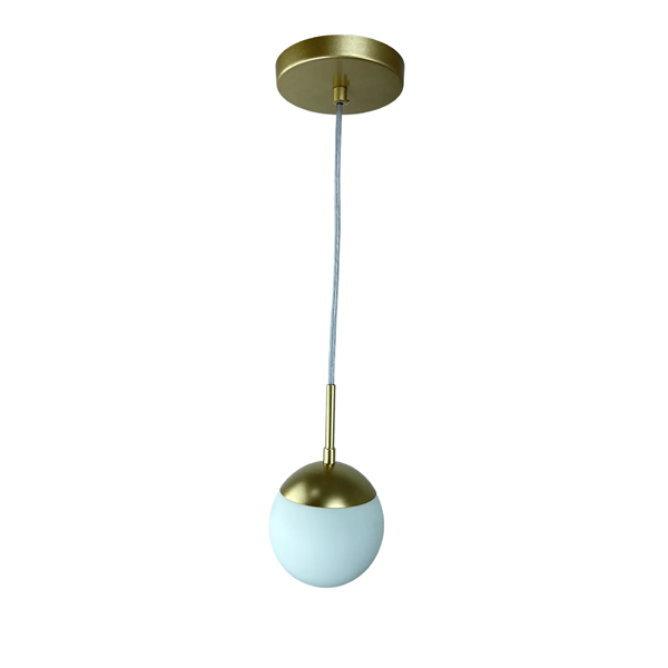 Luminaria Teto Pendente Jabuticaba Alumínio Dourado 1 Bola MadeiraMadeira