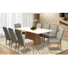 Conjunto Mesa de Jantar Retangular Bianca 208 Cm Off White/amendoado com 8 Cadeiras Lara Aveludada C - 1