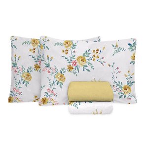 Jogo de Cama Queen Size Algodão 180 Fios 4 Peças Estampado