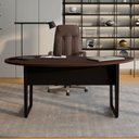 Ver imagem 1 de Mesa Escrivaninha Orgânica Linear em MDP 175x92cm Pés de Metal Corporate F5 Preto/Marrom