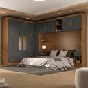 Ver imagem 1 de Guarda-roupa Modulado Soberano 11 Portas 8 Gavetas com Espelho Cinamomo/chumbo - Panorama Móveis