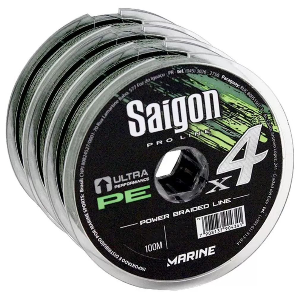 Linha Multifilamento Saigon X4 0,24mm 30lb 100M Verde - 5