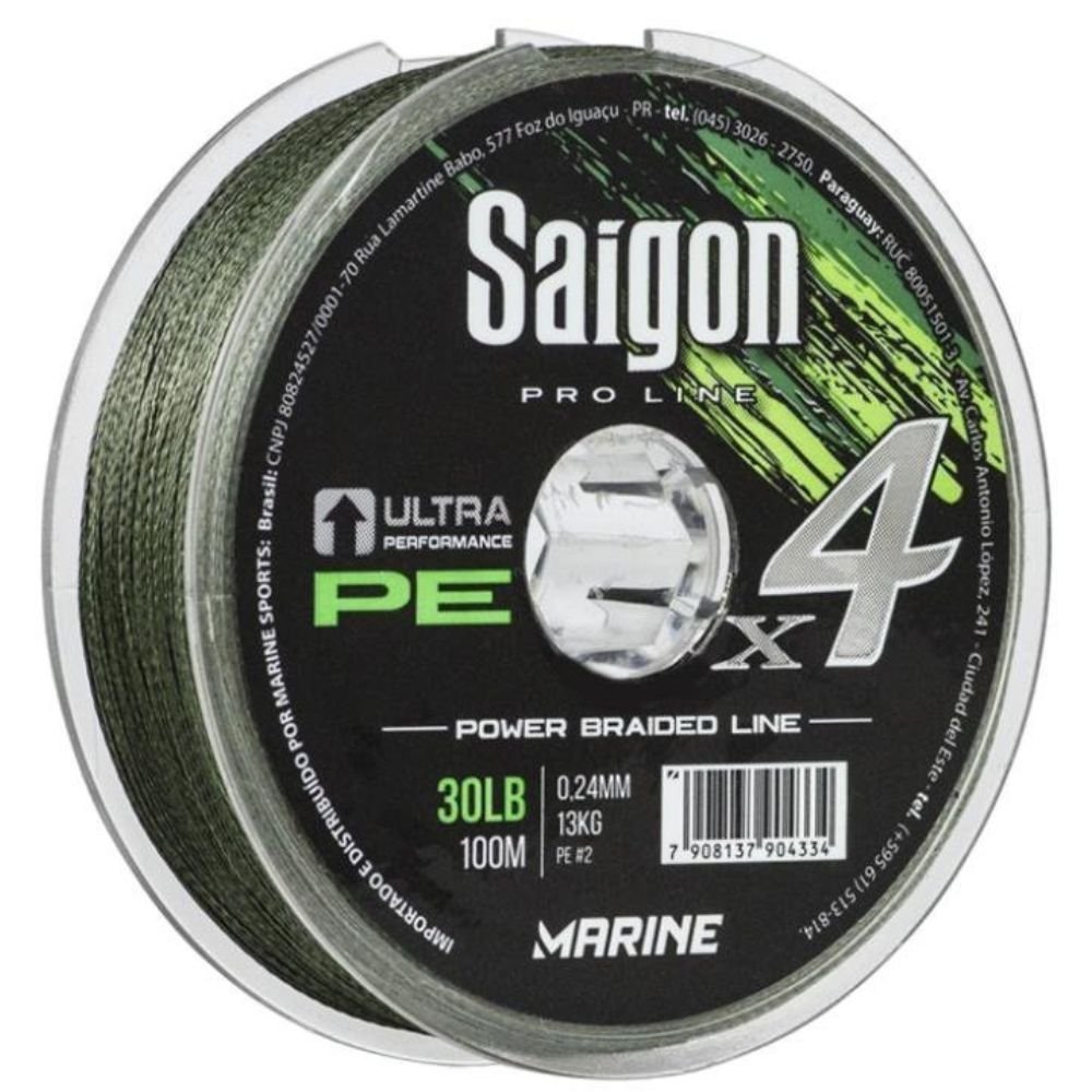 Linha Multifilamento Saigon X4 0,24mm 30lb 100M Verde