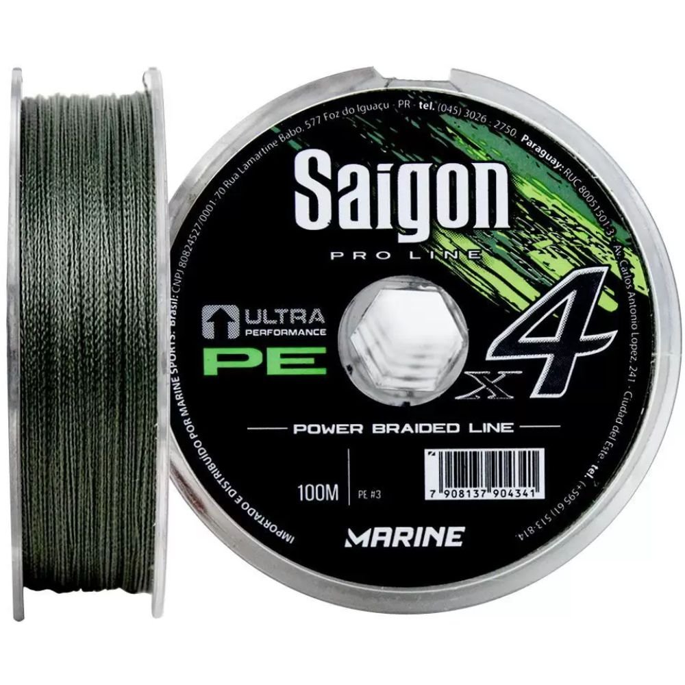 Linha Multifilamento Saigon X4 0,24mm 30lb 100M Verde - 4