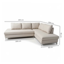 Ver imagem 3 de Sofá de Canto 5 Lugares com Chaise Lado Direito em Veludo Bege Claro 293x200cm