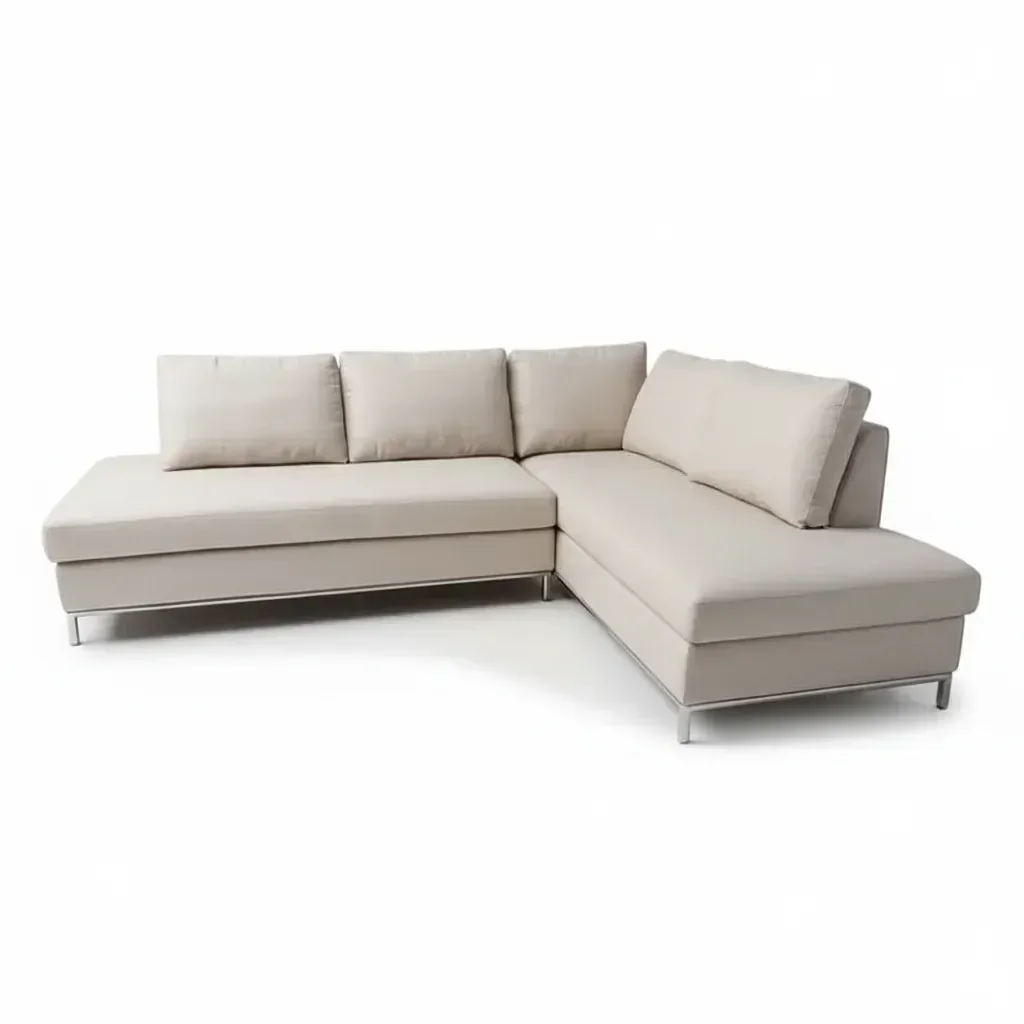 Ver imagem 2 de Sofá de Canto 5 Lugares com Chaise Lado Direito em Veludo Bege Claro 293x200cm