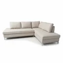 Ver imagem 2 de Sofá de Canto 5 Lugares com Chaise Lado Direito em Veludo Bege Claro 293x200cm