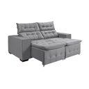 Ver imagem 2 de Kit Sofá Bari Retrátil Reclinável 1,90m Pillow + Poltrona Florença Espuma Premium - Cinza Veludo
