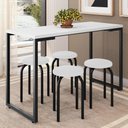 Ver imagem 2 de Mesa de Cozinha Bistrô Porto Branco 120cm com 4 Banquetas Industriais Maviê Branco/Preto - Mpozenato