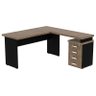 CONJUNTO DE MESA COM GAVETEIRO - AMEIXA- PRETO RM START - 1